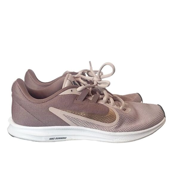 Nike Women's Downshifter 9 Running Shoes Pink and Gold - Picture 4 of 10